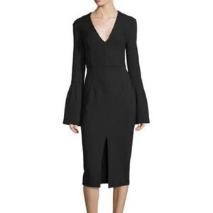 N Nicholas minimalist black bell sleeves sheath
